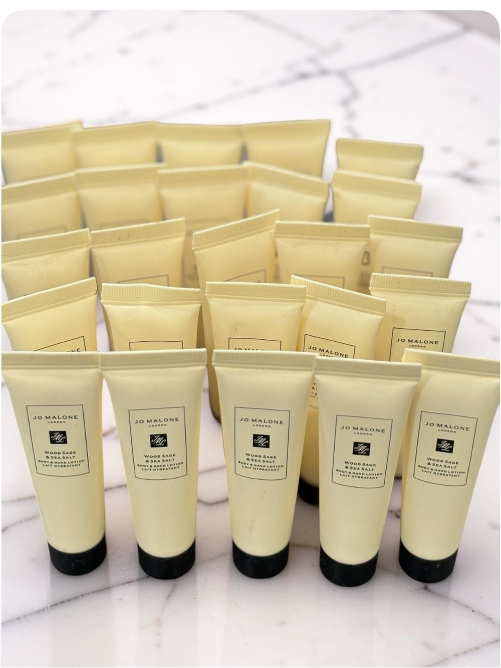 Jo Malone Wood Sage & Sea Salt Body and Hand Lotions 25 pack New Sealed .5 oz
